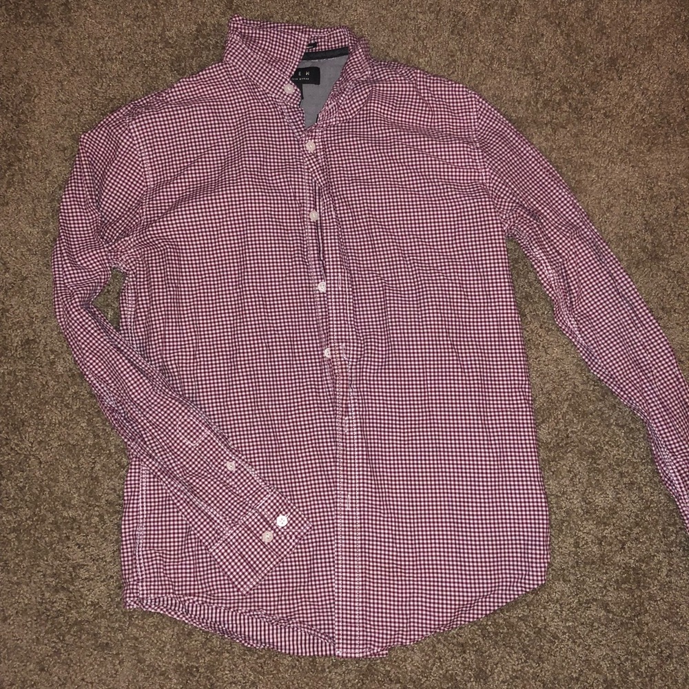 21Men Red and White Button Up